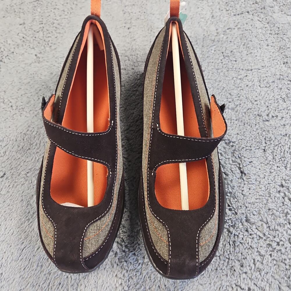 Womens 9 Spice Brown Mary Jane Casual Shoes Medium Strap Suede by Lands' End
